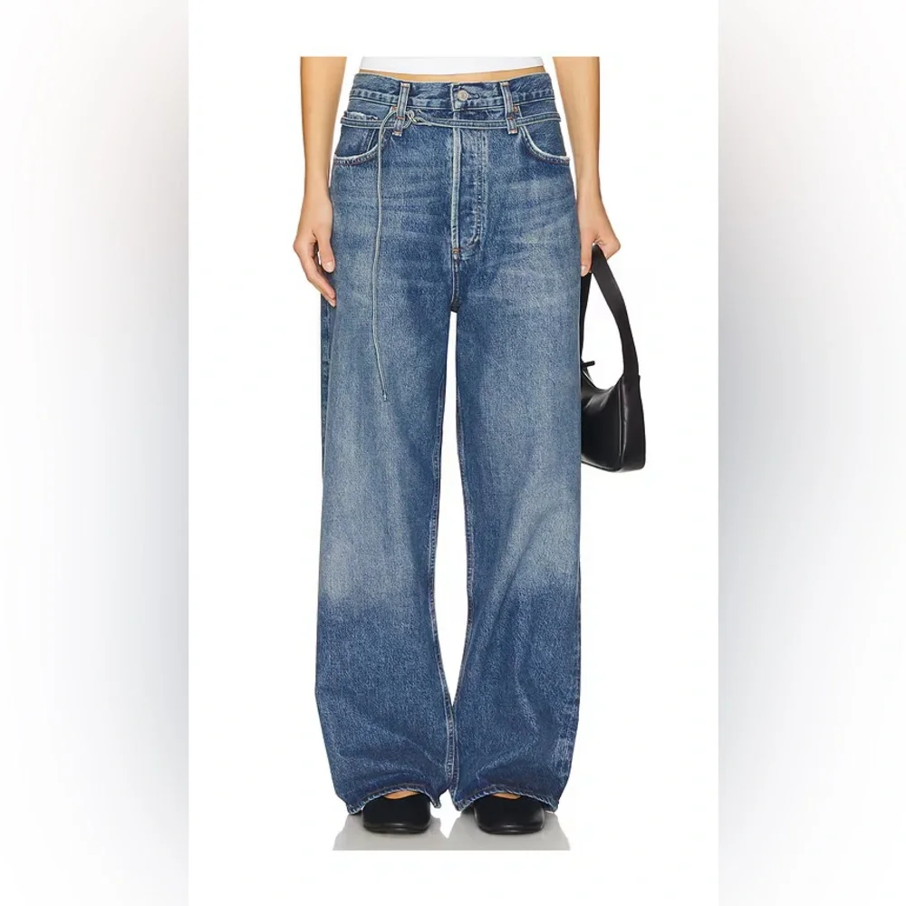 NEW $258 Agolde Emmi Jeans in Intuition Wide Leg Ribbon Denim Belt - Picture 4 of 5
